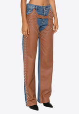 Stella McCartney Denim Studded Chaps Jeans Brown 6D03313SQH02_4233