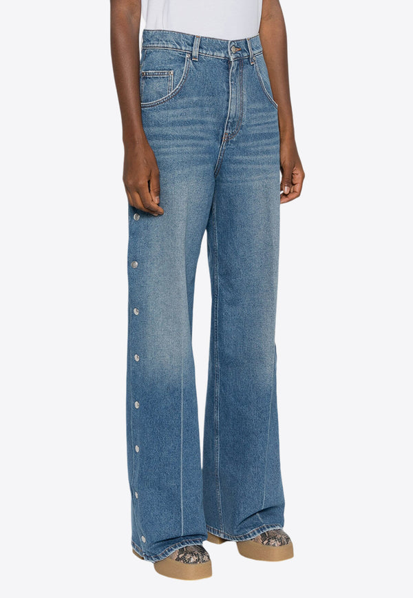 Stella McCartney Snap Stud-Embellished Jeans  Blue 6D03373SQH00_4233