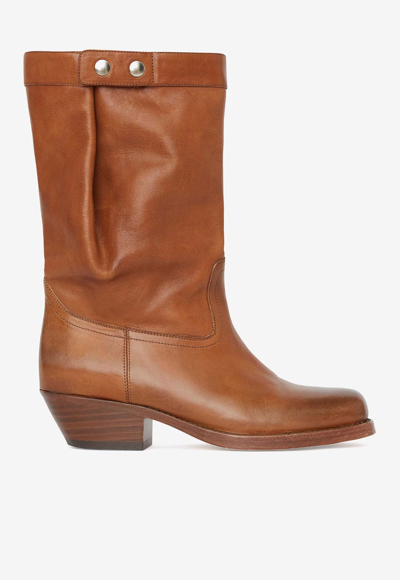 Isabel Marant Ademe Calf Leather Ankle Boots Brown BO0119FAB3A23S_50HA