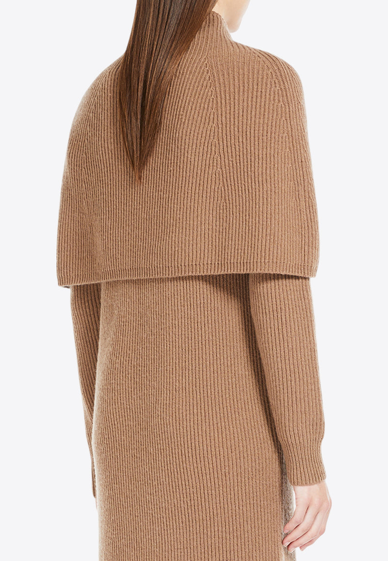 S Max Mara Giulio Wool and Cashmere Ribbed Cape Camel 2429736023600GIULIO_002