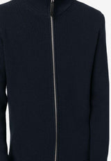 Maison Margiela Ribbed Zip-Up Cardigan Navy SI1HA0013S17781_511F