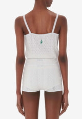 JW Anderson Logo Embroidered Pointelle Tank Top White KW1274YN0389_001