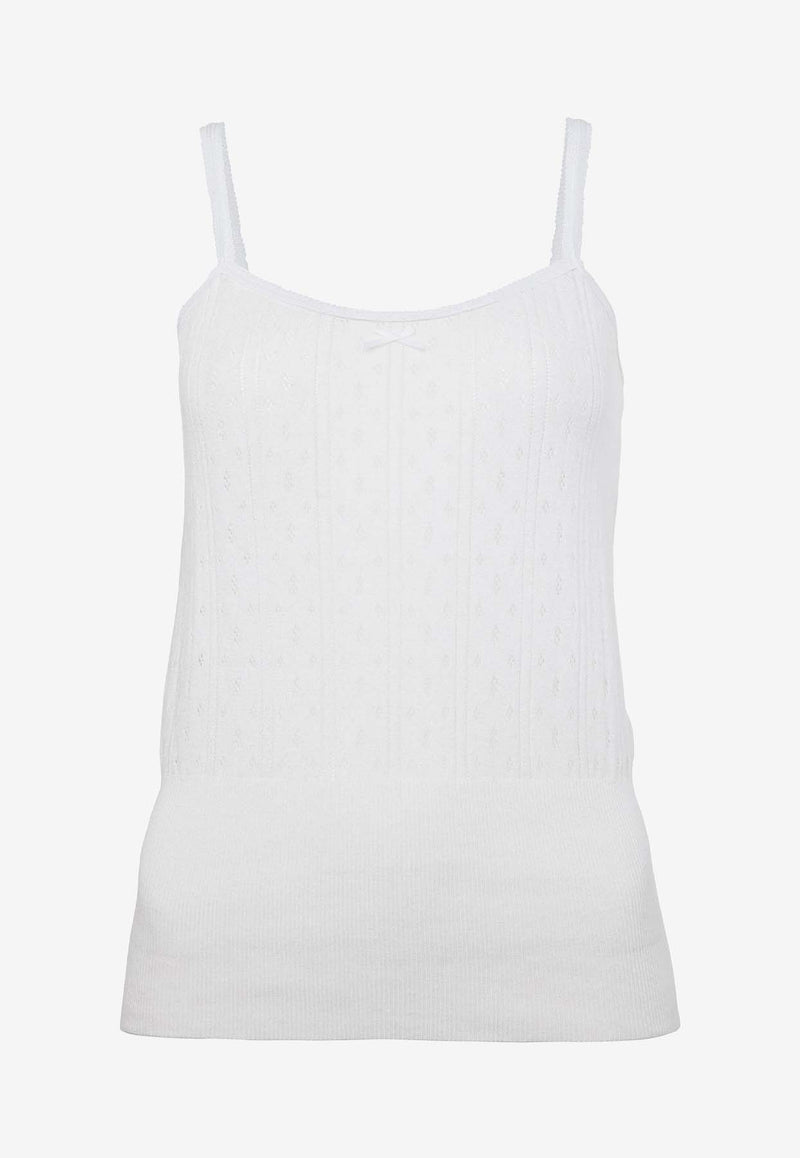 JW Anderson Logo Embroidered Pointelle Tank Top White KW1274YN0389_001