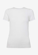 JW Anderson Logo Embroidered Pointelle Top  White KW1276YN0389_001