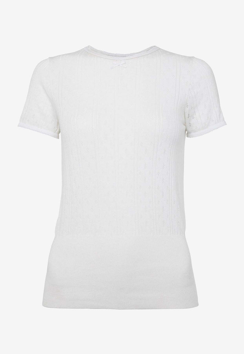 JW Anderson Logo Embroidered Pointelle Top  White KW1276YN0389_001