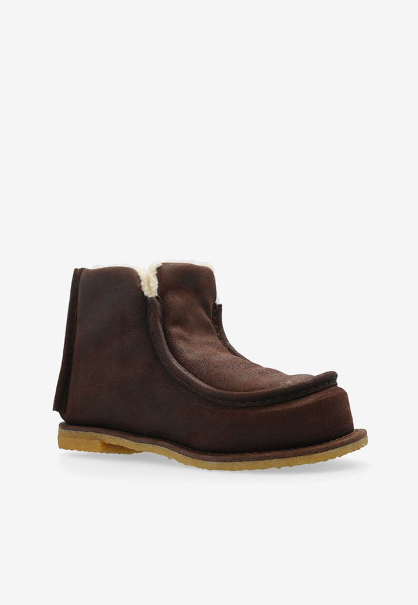 JW Anderson Shearling-Lined Suede Boots Brown ANW43065A20103_567