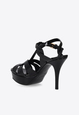 Saint Laurent Tribute 105 Calf Leather Platform Sandals Black 315490AAAOW_1000