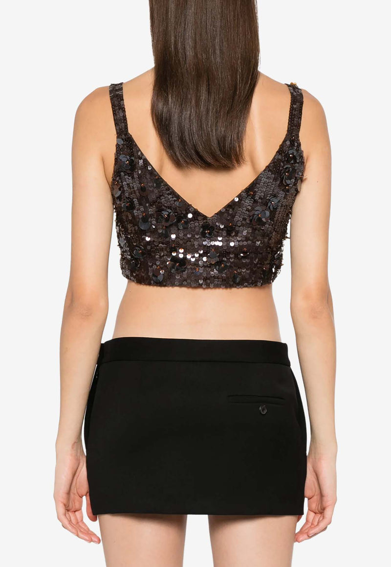 P.A.R.O.S.H Glow Sequined Cropped Top Brown D311614GLOW_008