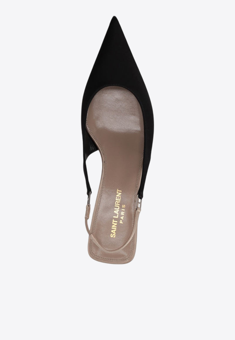 Saint Laurent Cherish 30 Slingback Satin Pumps Black 7997409QNA2_1069