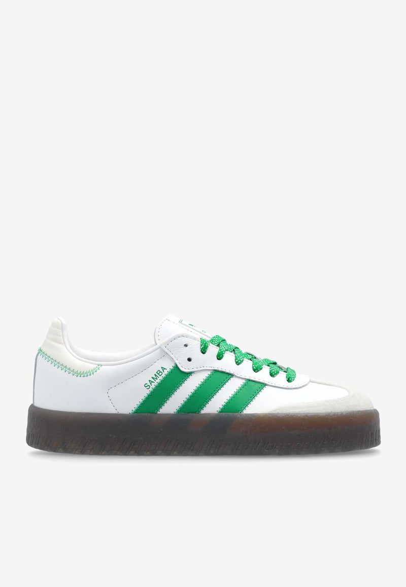 Adidas Originals Sambae Leather Low-Top Sneakers White IE9105 0-FTWWHT GREEN OWHITE