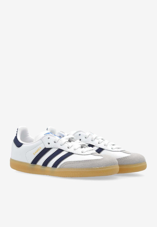 Adidas Kids Boys Samba OG Leather Sneakers White JI4466 0-FTWWHT COLLENAVY GUM