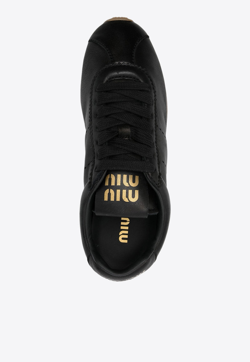 Miu Miu Plume Leather Sneakers Black 5E114EF005038_F0002