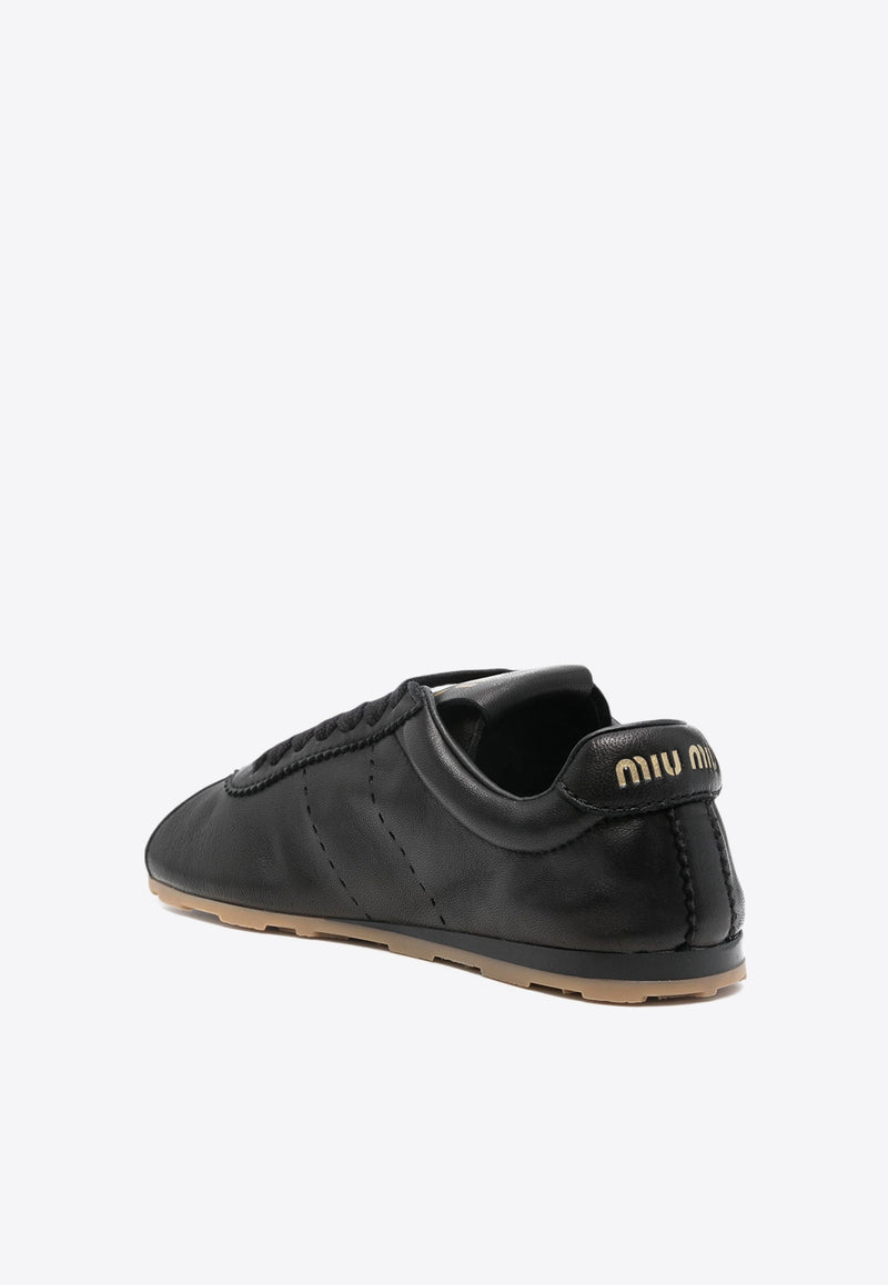 Miu Miu Plume Leather Sneakers Black 5E114EF005038_F0002