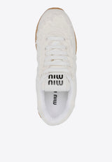 Miu Miu Denim Lace-Up Sneakers White 5E279EF015CSL_F0304