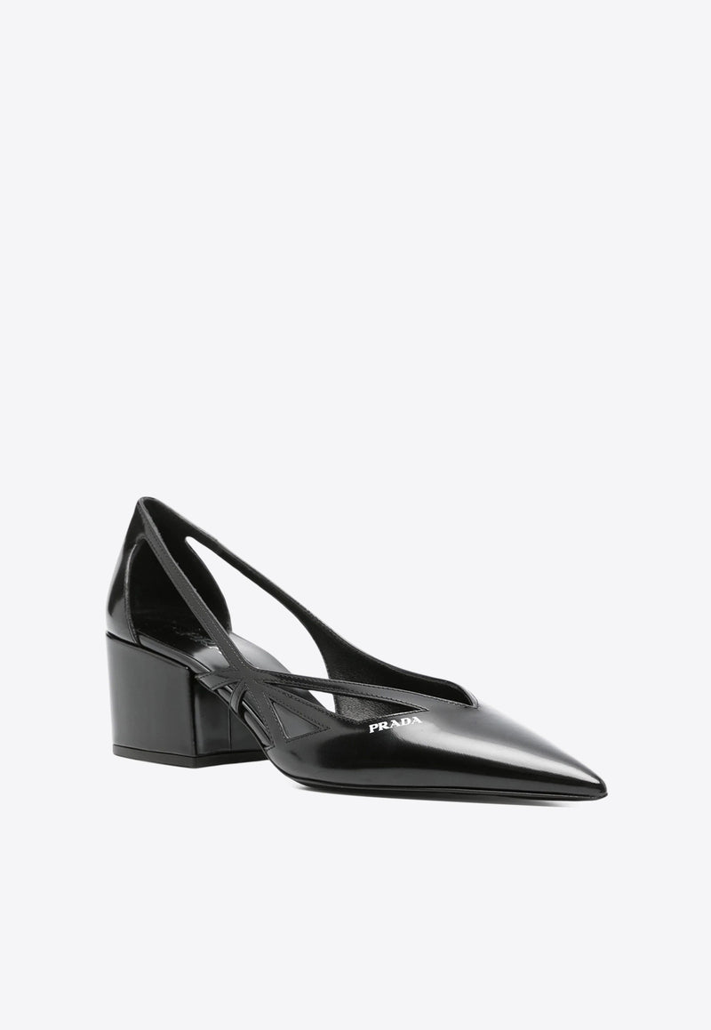 Prada 55 Debossed Logo Pumps Black 1I741NFDB55055_F0002