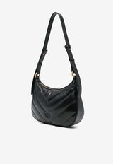 PINKO Half Moon Quilted Leather Shoulder Bag Black 102790A1RO_Z99Q