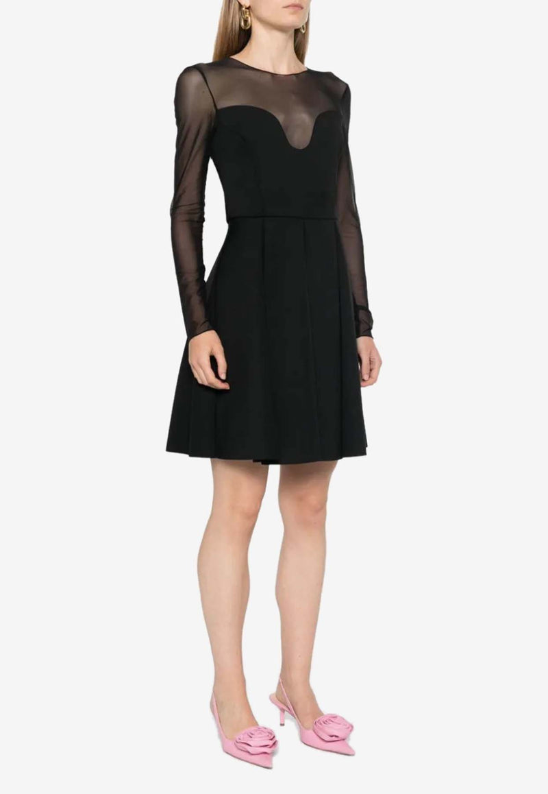 PINKO Calais Paneled Sheer Mini Dress Black 103843A208_Z99