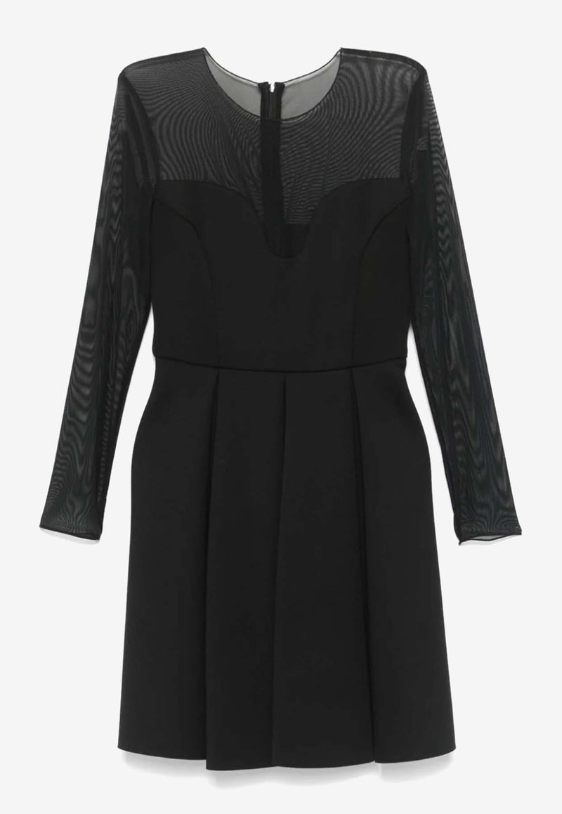 PINKO Calais Paneled Sheer Mini Dress Black 103843A208_Z99