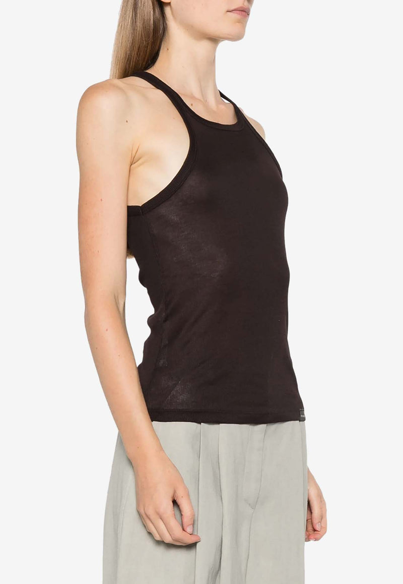 PINKO Cassetta Fine Knit Tank Top Dark Brown 104157A24U_L72