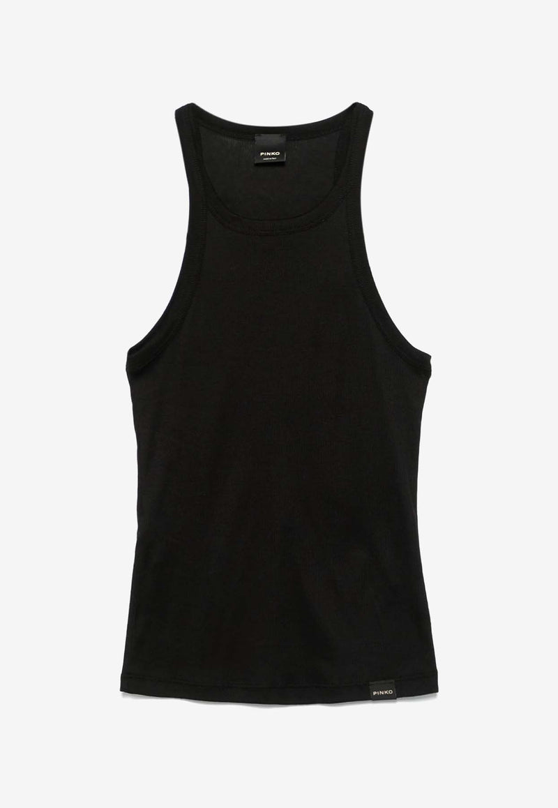 PINKO Cassetta Fine Knit Tank Top Black 104157A24U_Z99