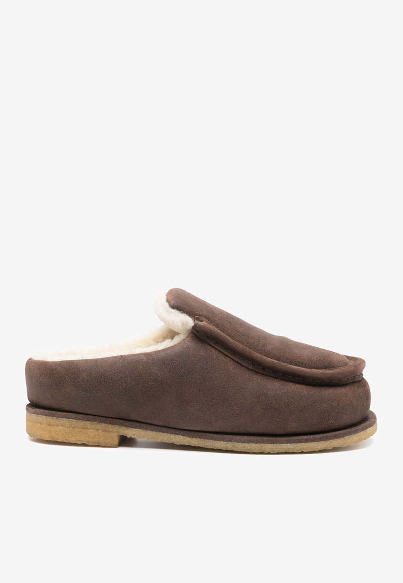 JW Anderson Suede Padded Slippers Brown ANW43230A20103_567