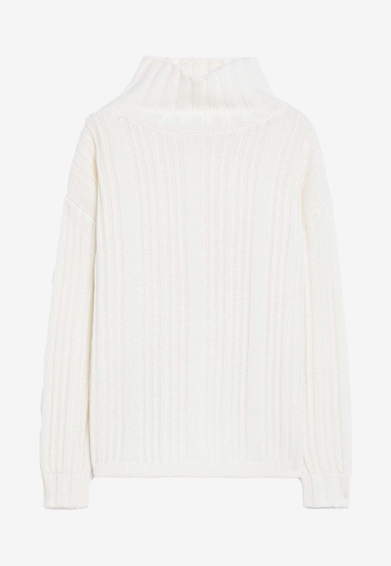 Max Mara Vitalba Wool-Blend Turtleneck Sweater White 2421366012650VITALBA_001