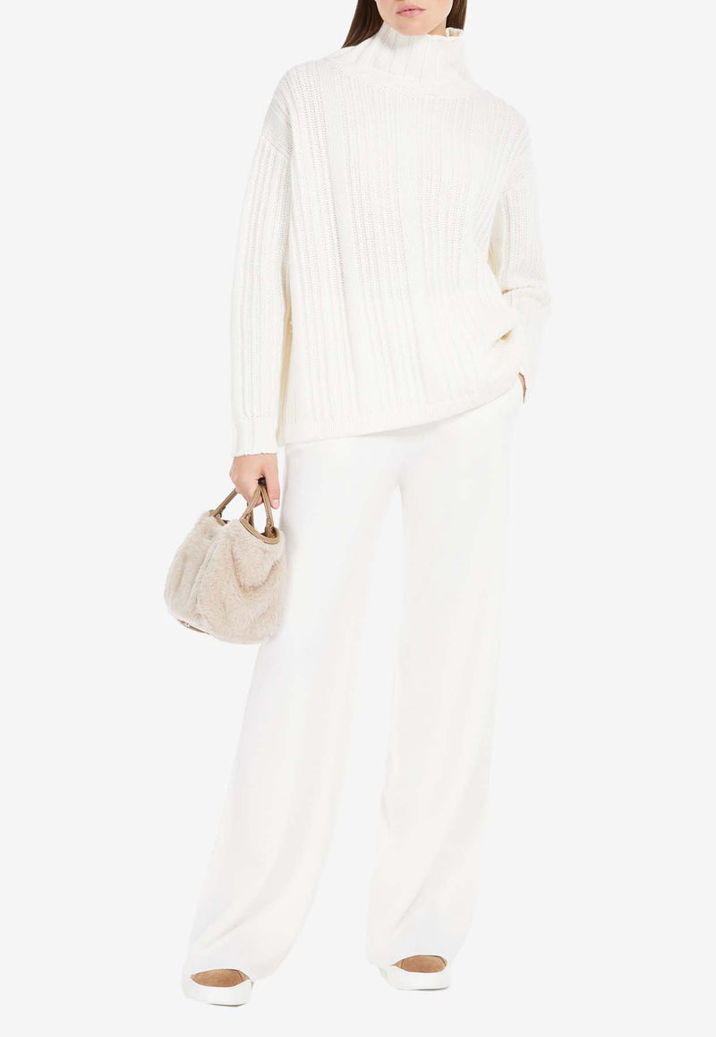 Max Mara Vitalba Wool-Blend Turtleneck Sweater White 2421366012650VITALBA_001