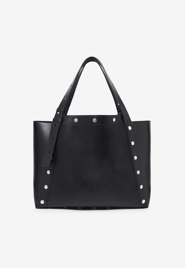 Stella McCartney Large Studded Faux Leather Logo Tote Bag Black 7B0115WP0465_1000