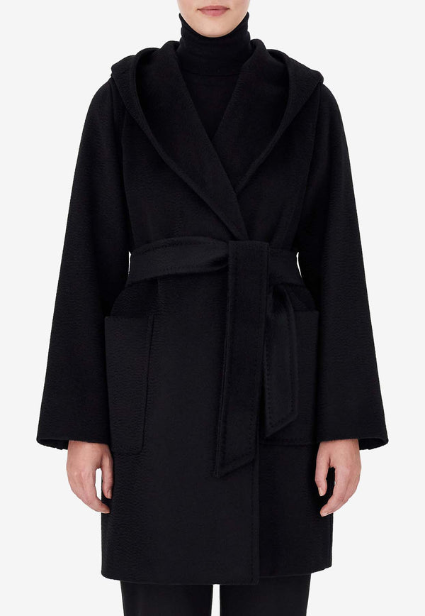 Max Mara Rialto Camel Wool Belted Coat Black 2421016022600RIALTO_002