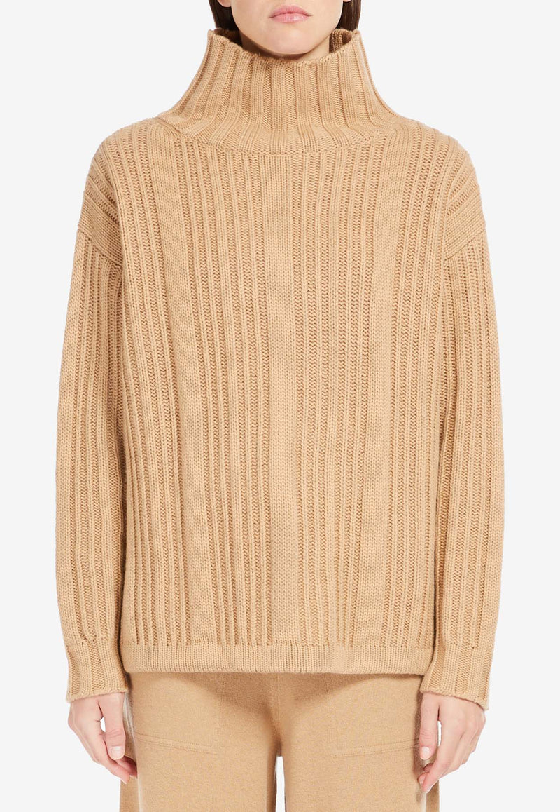 Max Mara Vitalba Wool-Blend Turtleneck Sweater Camel 2421366012650VITALBA_003