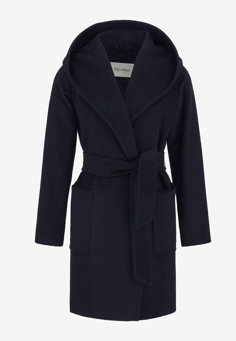 Max Mara Rialto Camel Wool Belted Robe Coat Blue 2421016022600RIALTO_003