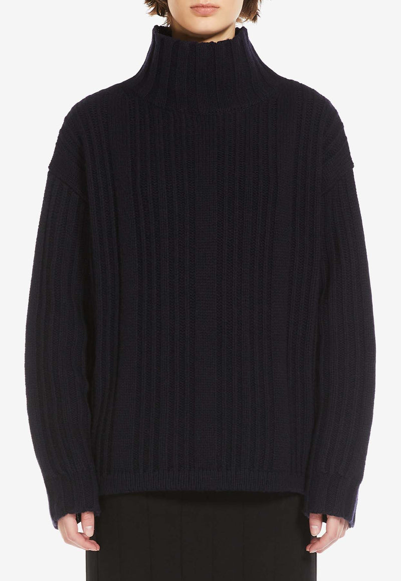 Max Mara Vitalba Wool-Blend Turtleneck Sweater Blue 2421366012650VITALBA_004