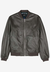 Paul Smith Leather Bomber Jacket  Dark Green M2R078ZLN21450_39A