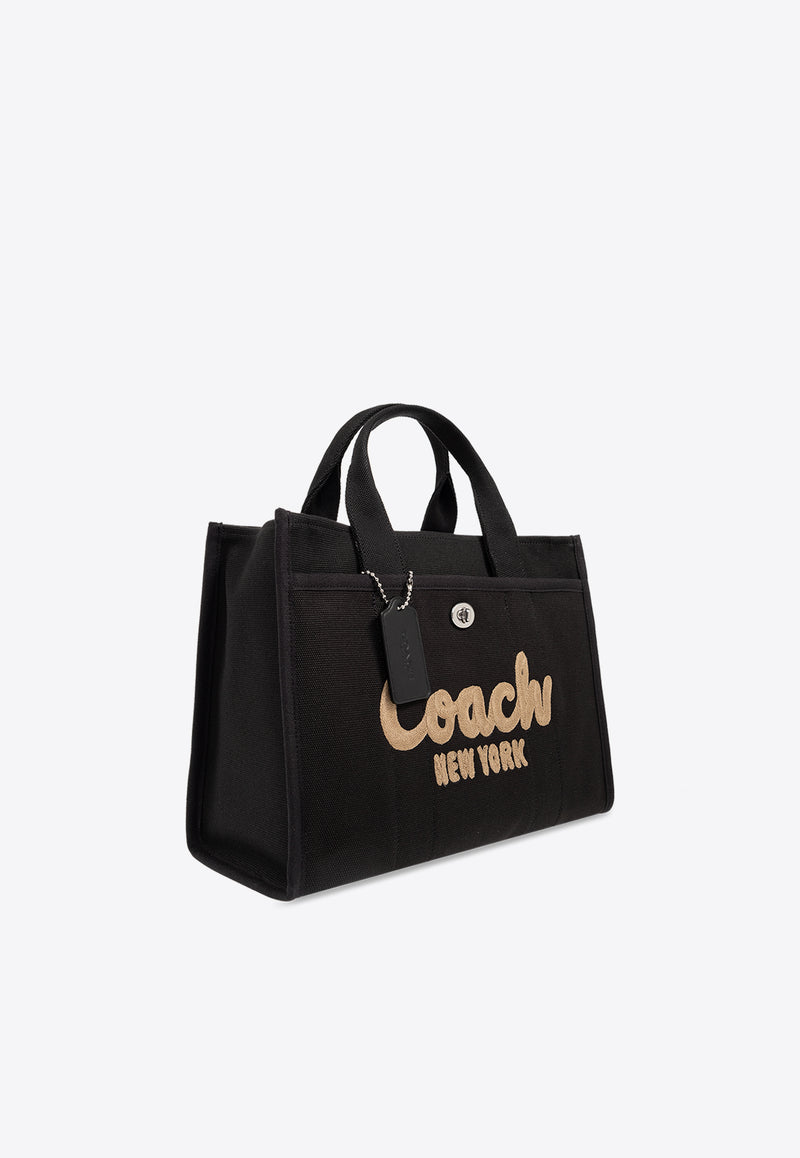 Coach Cargo Embroidered Logo Tote Bag Black CP158 0-LHBLK