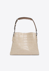 Coach Willow Croc-Embossed Leather Shoulder Bag  Ivory CU057 0-LHVT5