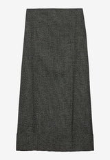 Prada Mouliné A-line Midi Skirt Gray P117YSOOO15K8_F0002