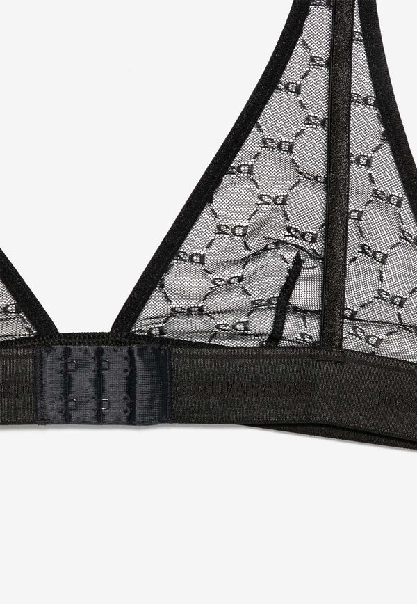 Dsquared2 Monogram Sheer Lace Triangle Bra Black D8R085750_01003