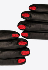 Vivetta Embroidered Nails Leather Gloves Black VS2AC0040PC038_9000