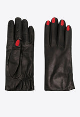 Vivetta Embroidered Nails Leather Gloves Black VS2AC0040PC038_9000