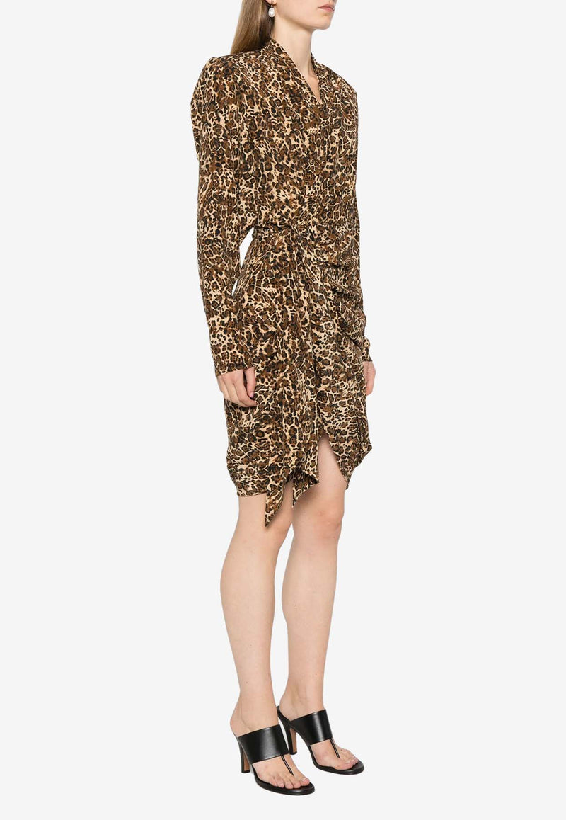 Isabel Marant Cleora Leopard Print Mini Dress Brown RO0648FAB4J07I_99LE