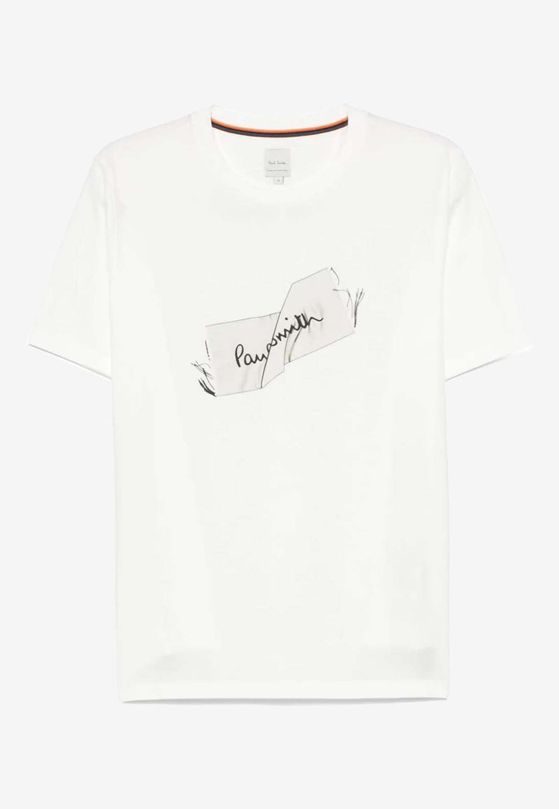 Paul Smith Label Print Crewneck T-shirt White M1R697PNP4737_01