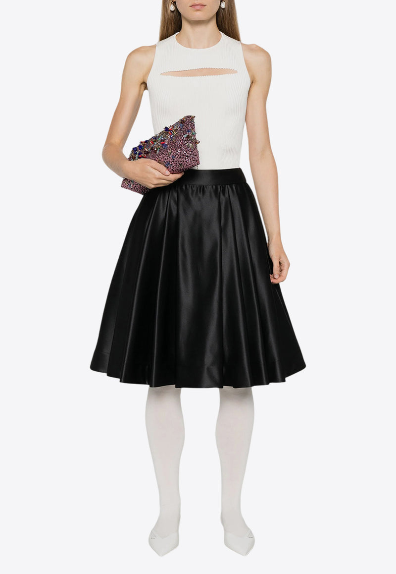 Vivetta Ruota Duchess Flared Satin Skirt Black VS2GO0085TE059_9000