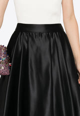 Vivetta Ruota Duchess Flared Satin Skirt Black VS2GO0085TE059_9000