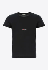 Saint Laurent Logo Print Crewneck T-shirt Black 464572YB2DQ_1000