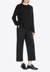 S Max Mara Floria Flannel Straight-Leg Pants Black 2429136023600FLORIA_017