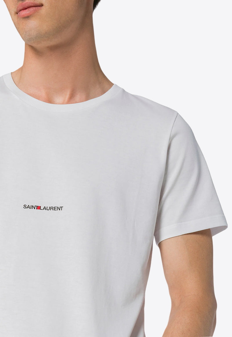 Saint Laurent Logo Print Crewneck T-shirt White 464572YB2DQ_9000