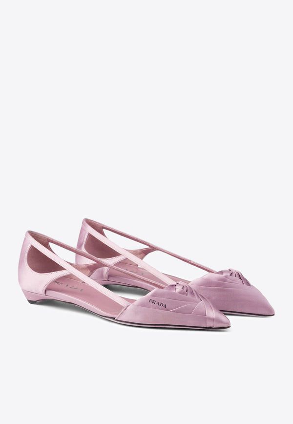 Prada Cut-Out Satin Ballet Flats Pink 1F734NF015049_F0378