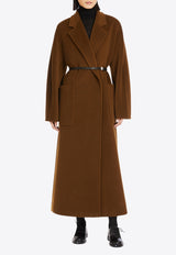 Max Mara Attuale Double-Breasted Belted Coat Brown 2421016503600ATTUALE_010