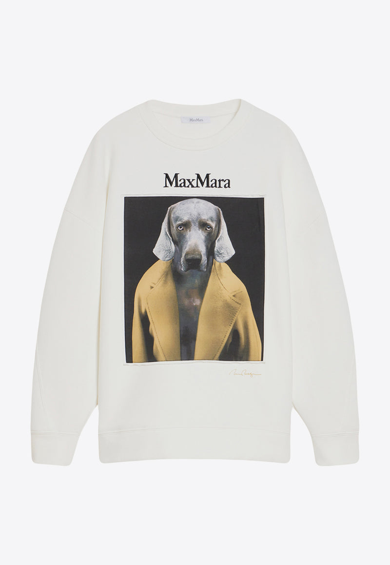 Max Mara Bacco Graphic Print Sweatshirt White 2421926011650BACCO_003