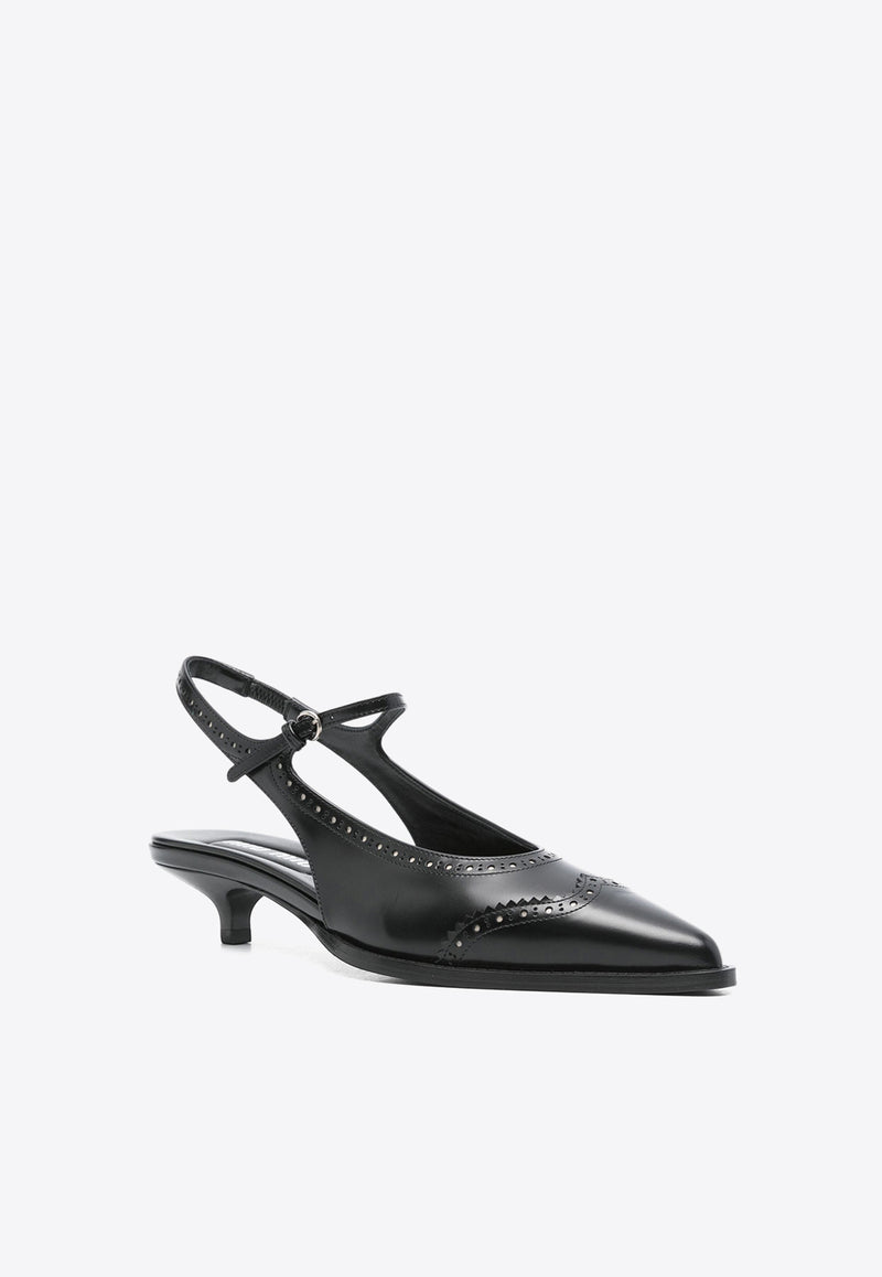 Miu Miu 35 Leather Slingback Pumps Black 5I308EF035055_F057Z